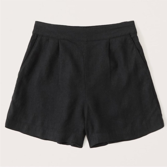 Abercrombie & Fitch Pants - Abercrombie & Fitch Black Linen-Blend Pull-On Shorts Size Large High Waisted